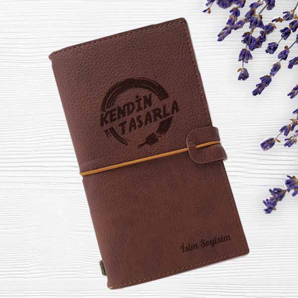 Kişiye Özel Kahverengi Deri Defter